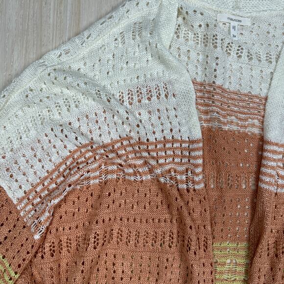Maurices Multicolor Open Stitch Striped Long Sleeve Knit Cardigan Sweater 3X - Picture 3 of 15